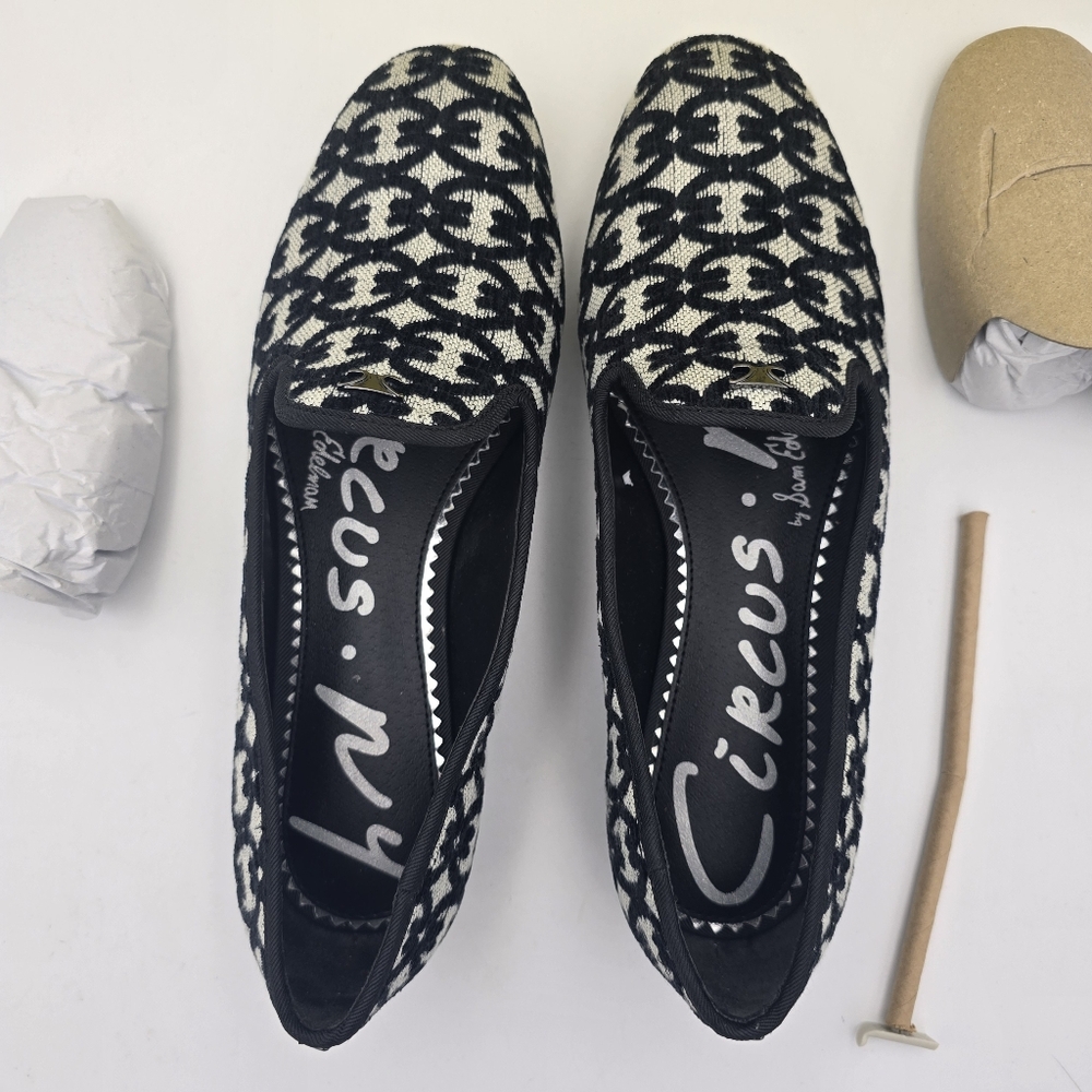 NIB Circus NY by Sam Edelman Tiffany Flat Loafers, Black/Natural Fabric, 6M - Picture 8 of 16